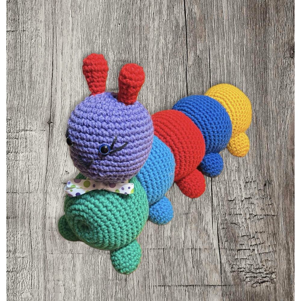 Handmade Crocheted Caterpillar 14 Inches Long 10.5 Inches‎ High